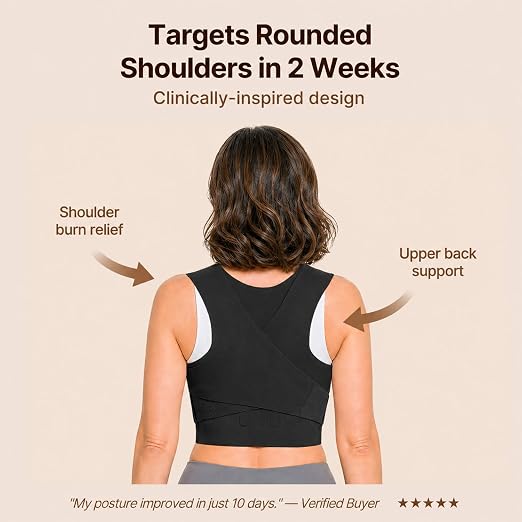 Fit Geno Invisilite Posture Corrector for Women, Adjustable Back Brace for Hunchback Slouching, Upper Back Neck Shoulder Pain Relief, Lightweight Discreet Under Clothes, X-Large