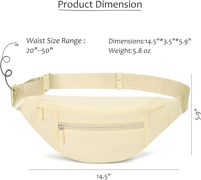 Large Yellow Waist Bag Sling Fanny Pack for Women Trendy Travel Essential | Key Chain,4-Zipper Pockets,Women Trendy Travel Essential Belt Bags with Adjustable Strap