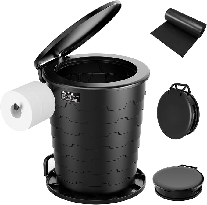 Camping Toilet,Height-adjustable Toilet, Portable Toilet for Camping, Car | Foldable Portable Potty with Toilet Bags and Paper Holder, for Camping, Outdoor, Hiking, Truck, RV, Beach