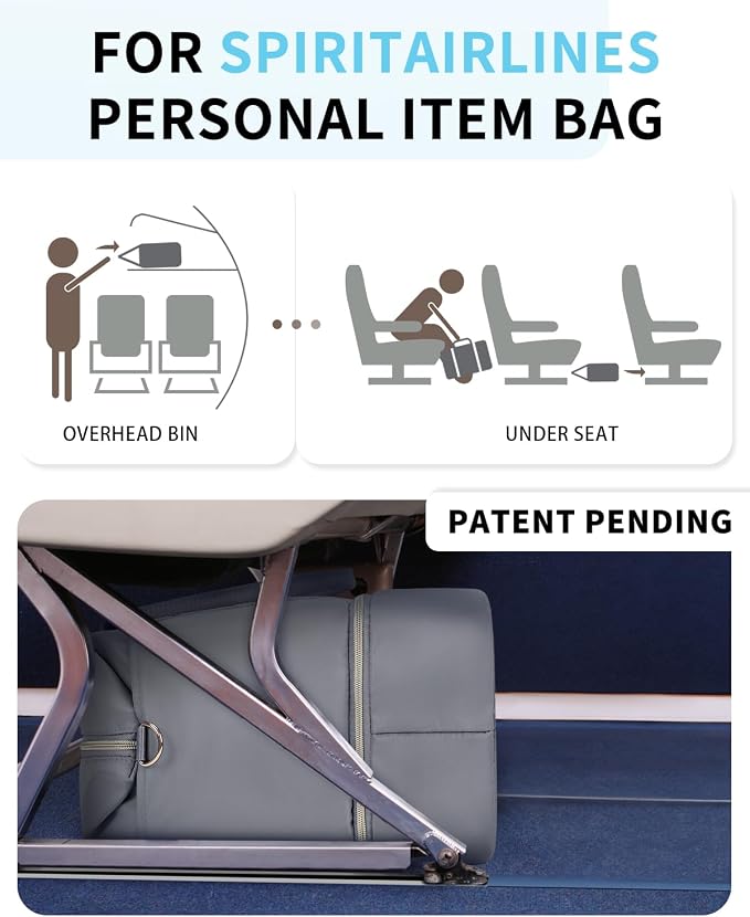 WANDF For Spirit Airlines Personal Item Bag 18x14x8 Underseat with Wet Pocket & Shoe Compartment & Tsa Approved Toiletry Bag