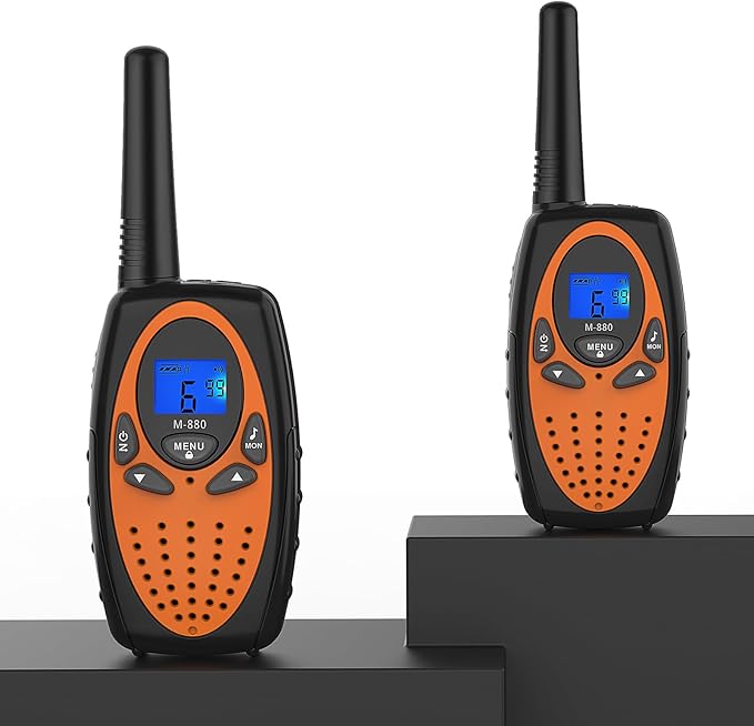 Two Way Radios for Adults, Topsung M880 FRS Walkie Talkie Long Range with VOX Belt Clip/Hands Free Walki Talki with Noise Cancelling for Women Kids Camping Hiking Cruise Ship (Orange 2 in 1)