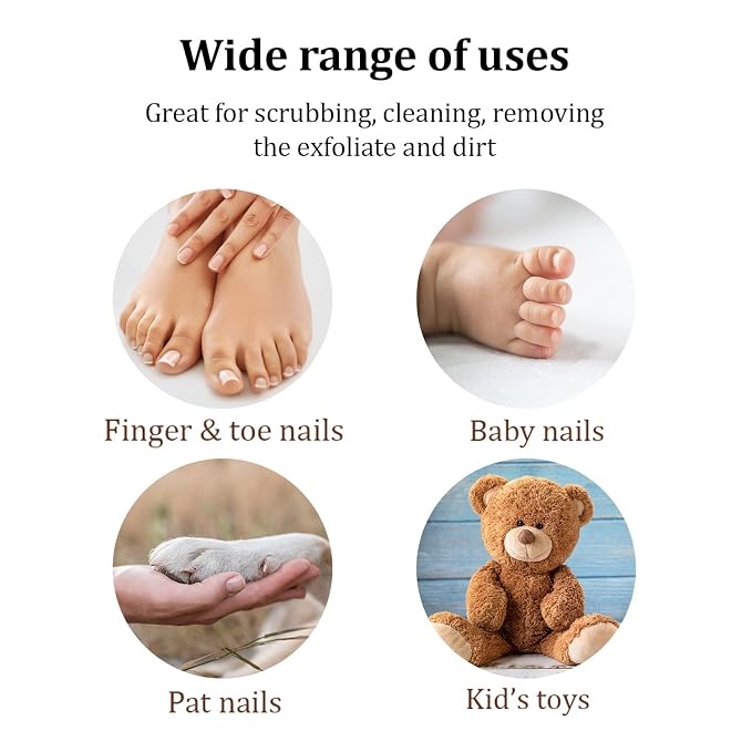 Wooden Cleaning Finger Nail Scrub Brush for Polishing Fingernails Toenails | Double-Sided Nail Brushes for Cleaning Fingernails - Nail Brush for Manicure & Pedicure Under Nail Cleaning (Beechwood)