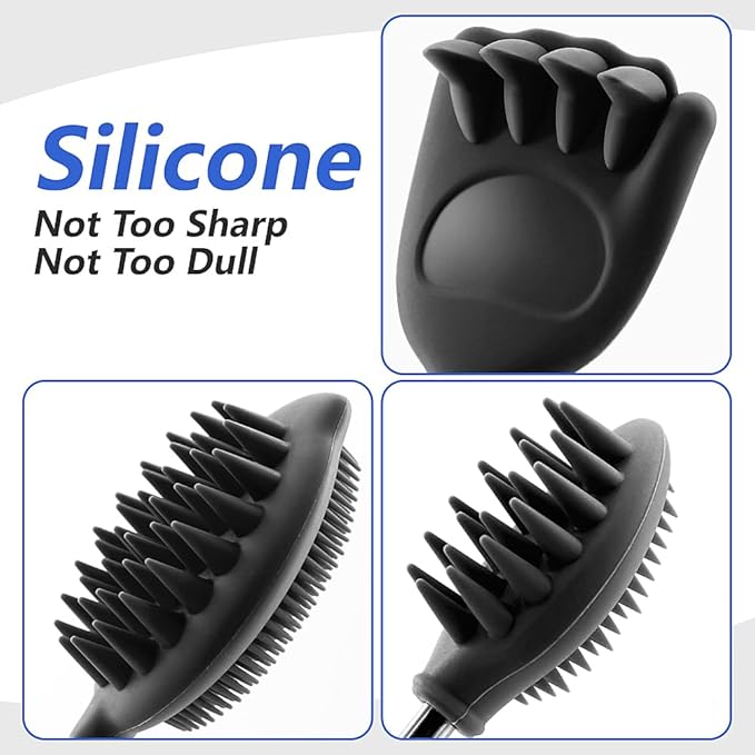 Back Scratcher with 3 Detachable Scratching Heads Silicone Massager Extendable Telescoping for Itches Lotion Application Spa Whole Body Seniors The Disabled Baby Men Women Kids Adults