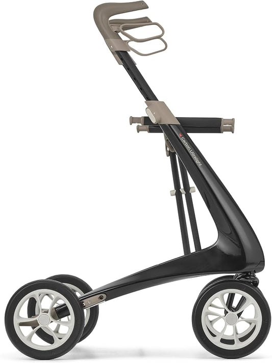byACRE Carbon Ultralight Rollator Walker - 10.6 lbs Adult Walkers with 4 Wheels and Seat - Lightweight Seated Walkers with Wheels - Foldable Rolling Walker with Seat - Walker for Adults