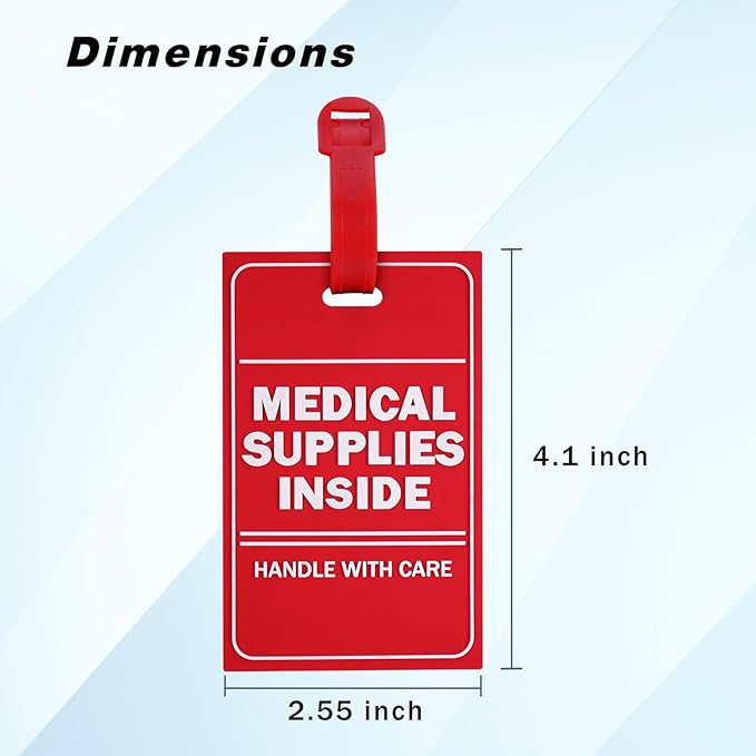 MEDMAX 2 Pack Medical Supplies Inside Tag | Handle with Care for Luggage or Bags Containing Medical Devices, Easy to Spot