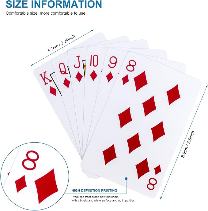 Plastic Playing Cards, 2 Packs Waterproof Poker Decks, Washable & Durable | 2 Packs, Plastic,Waterproof, large Pint，Poker Decks, Washable, Durable