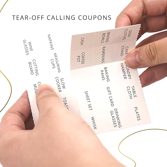 GardenCity Bridal Shower Gift Bingo, Bridal Shower Games for 50 Guests, Prefilled with Perforated Calling Card, Minimalist