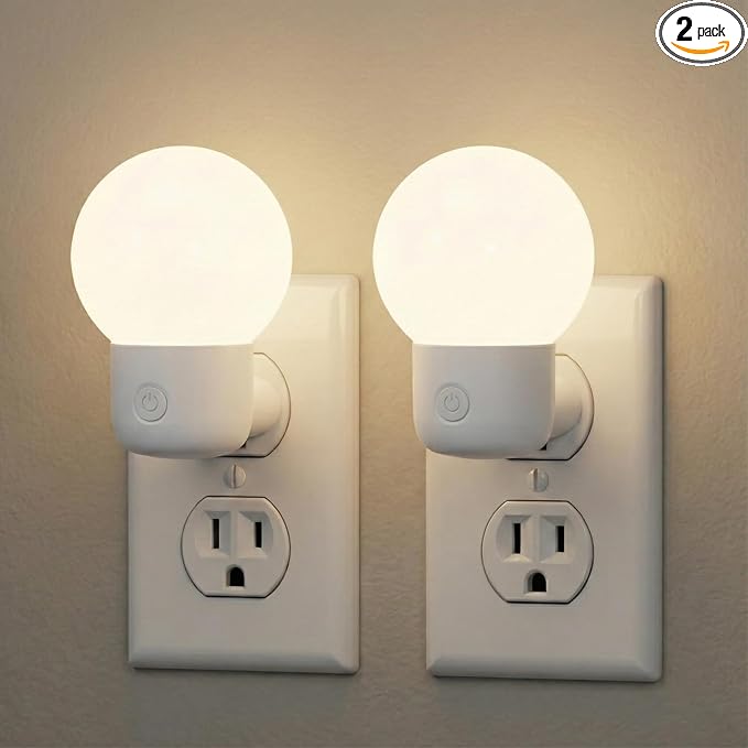 LED Night Lights Plug into Wall 2-Pack, Warm White/Cool White Adjustable，Tool Free Setup Plug in Night Light，1W Bright Nightlight for Adults Room Bedroom Bathroom Hallway Kitchen