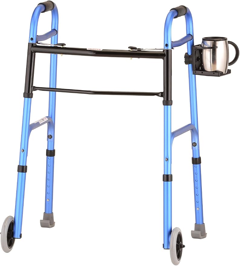 NOVA Cup Holder for Walker, Rollator, Transport Chair, Wheelchairs – Universal Fit on Round Tube Only, Adjustable & Foldable Drink Holder (Pack of 2)