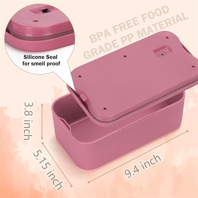 SANIDIKA Lockable Storage Box, Locking Medicine Box, Cell Phone Locked Jail, Food Medical Lockbox, Containers Bin for Personal Refrigerator Home Office Organization Travel Gift,9.25 x 5 x 3.6 (Berry)