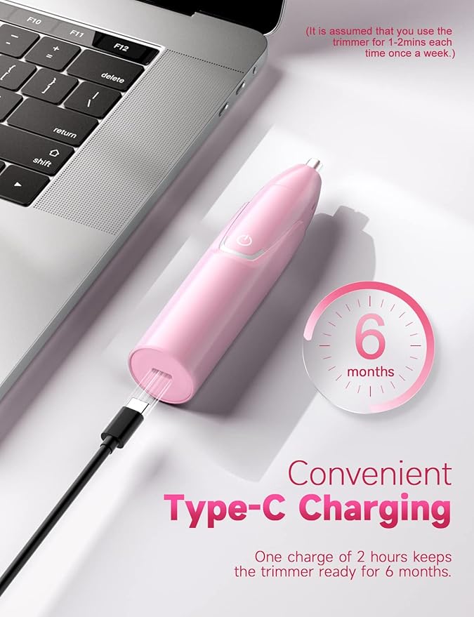 ZORAMI Rechargeable Ear and Nose Hair Trimmer - 2026 Professional Painless Eyebrow & Facial Hair Trimmer for Men Women, Powerful Motor and Dual-Edge Blades for Smoother Cutting Pink