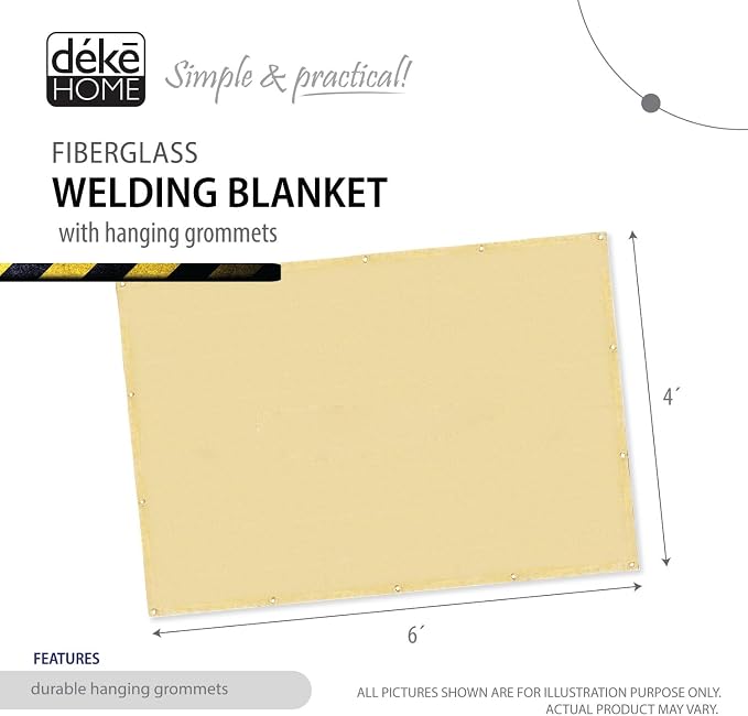 Deke Home - Fireproof Welding Blanket 4x6 ft (2 Pack), Heavy-Duty Fiberglass Fire Shield for Welding, Heat Resistant 1,000°F, Fire Retardant, Fireproof Insulation Blankets, Home, Kitchen & Industrial.