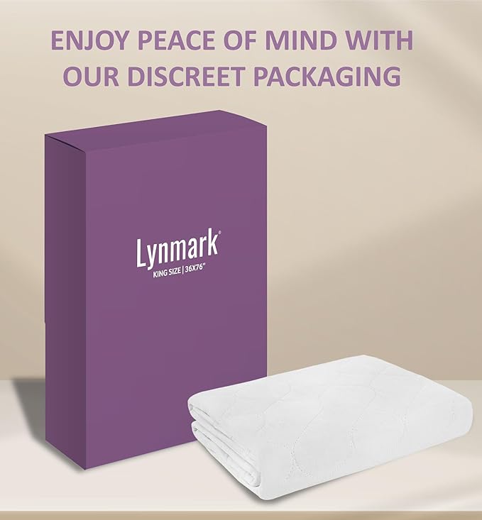 Lynmark® Washable Bed Pads - Non-Slip Waterproof Mattress Protector Underpads with Extra Long Tucks - Ultra-Absorbent Oeko-Tex Certified Cotton Incontinence Pad for Bedwetting - King (36" x 76")