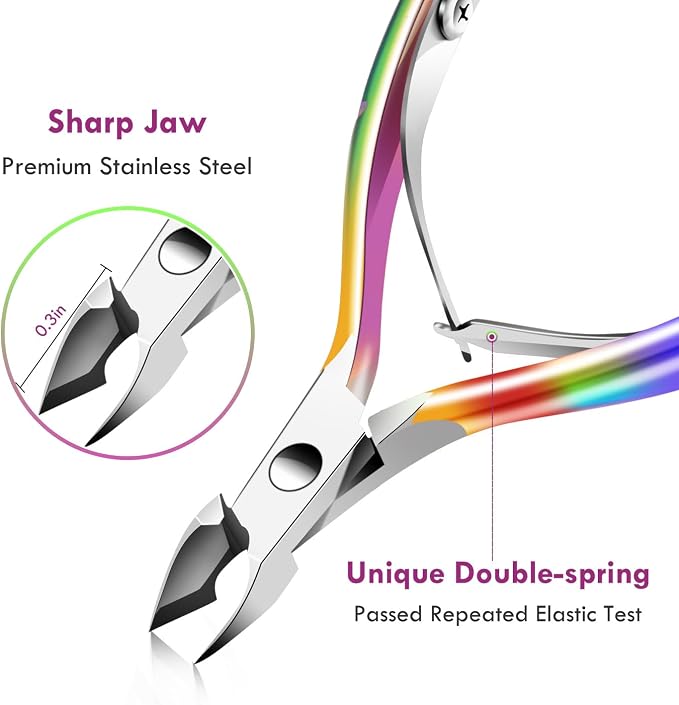 Cuticle Trimmer Cuticle Remover with Cuticle Pusher, XUNXMAS Professional Stainless Steel Durable Pedicure Manicure Tools Cutter Nipper Scissor Clipper for Fingernails and Toenails Dead Skin
