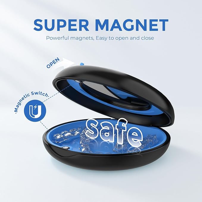 HEMILAB® Retainer Case, Slim Aligner Case with Mirror, Compatible with Invisalign, Cute Retainer Orthodontic Box with Vent Holes, Black