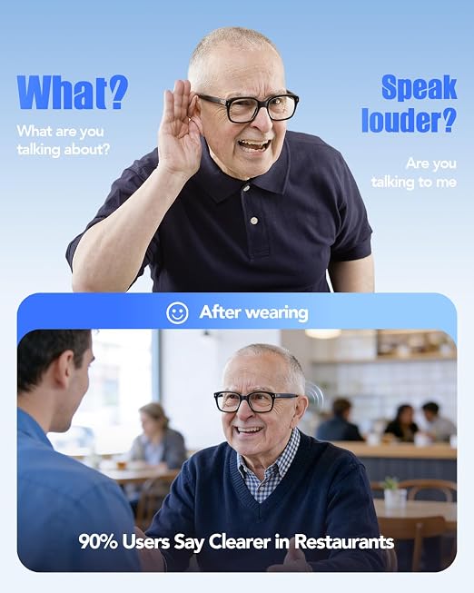 2.0 Hearing Aids for Seniors - Hearing Aids for Adults with Advanced Noise Cancellation - Easy Volume Control with Portable Charging Case