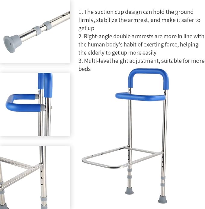 Elderly Assis Bedside Assistance Stainless Steel Bed Assist Rail Handle, Guard Grab Bar Bed Stability