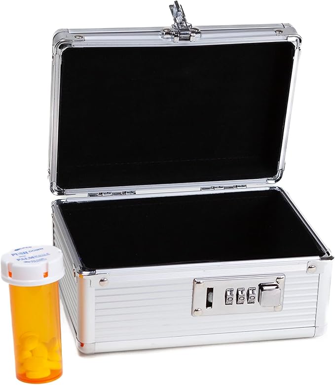 MEDICINE RX SAFE Medication Carrying Case - Xtra Small/Silver