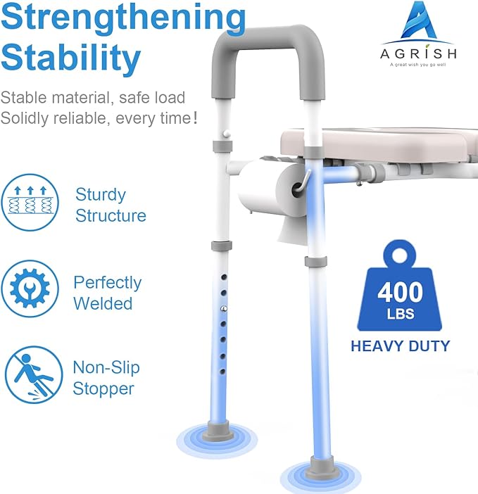 Toilet Seat Risers For Seniors, Male-Friendly Width & Height Raised Toilet Seat With handles, Toilet Riser for Elderly, Handicap, Elevated, Fit Any Toilet, 400lbs
