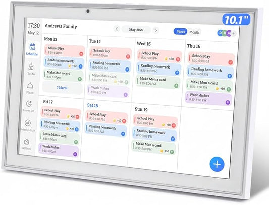 10.1 inch Smart Digital Calendar & Chore Chart, 1920 * 1080P Full HD Touchscreen Interactive Display, Desk Planner with Meal Scheduler, Achievement Rewards for Family Schedules and Cloud Photo