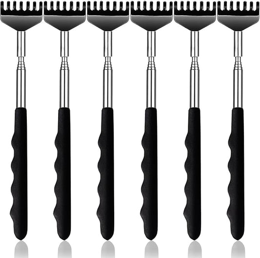 Yexixsr 6 Pack Back Scratcher Extendable Metal Portable Back Scratcher for Men Women Adults, Telescoping Back Massager with Rubber Handles, Stocking Stuffers Gadgets