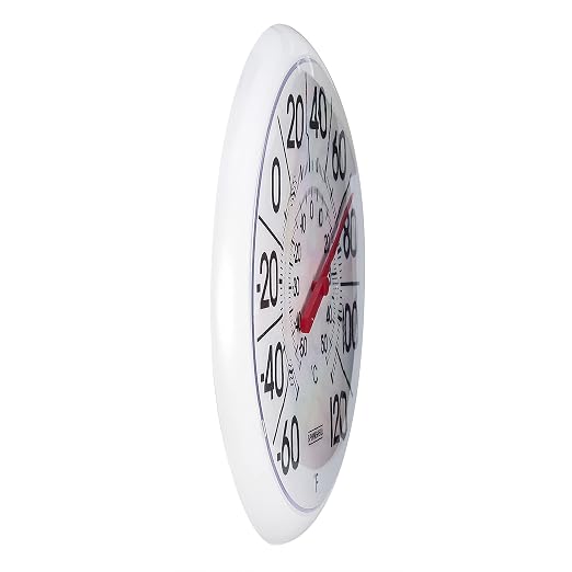 Springfield Indoor Outdoor Big and Bold Thermometer with Mounting Bracket, Easy to Read Numbers for Patio, Pool, and Indoor Areas, 13.25-Inch, White