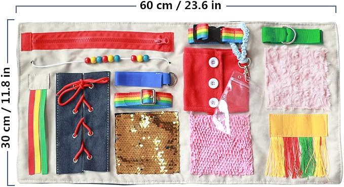 Fidget Blanket for Adults with Dementia, Senior Activity Blanket for Elderly Care, Alzheimer’s Dementia Activity Aid, Tactile Lap Blanket for Seniors, Blue