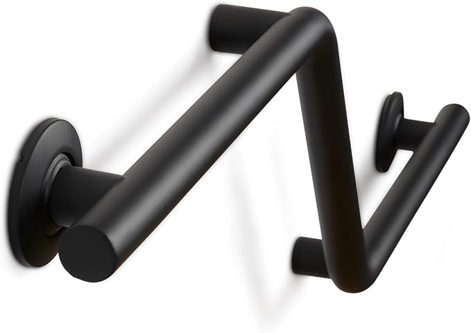 Bathroom Grab Bar, 38 inch Stainless Steel, Right Handed Zuma Bar, 1.25 inch Diameter, Handicap Grab Bar, Safety Rail, Matte Black