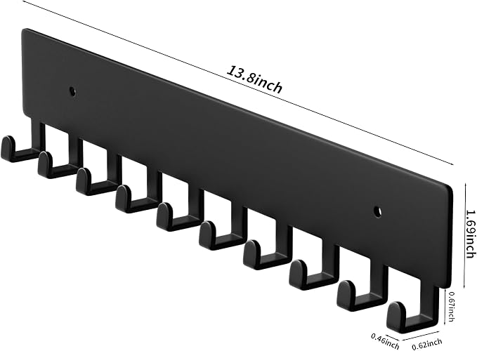 GTK Key Holder for Wall, Key Hooks with 10 Hooks, Wall Mounted Key Holder for Hallway, Self Adhesive Key Rack(Black)