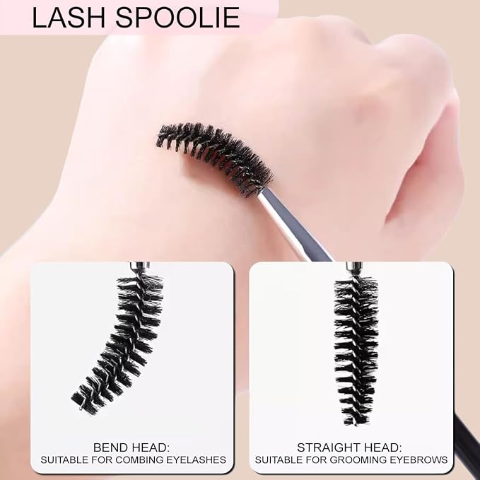 KINGMAS Eyebrow Brush Lashes Spoolie Duo Angled Eye Brow Brush | Eyelash Comb Tool for Lining and Shaping Brows or Lashes