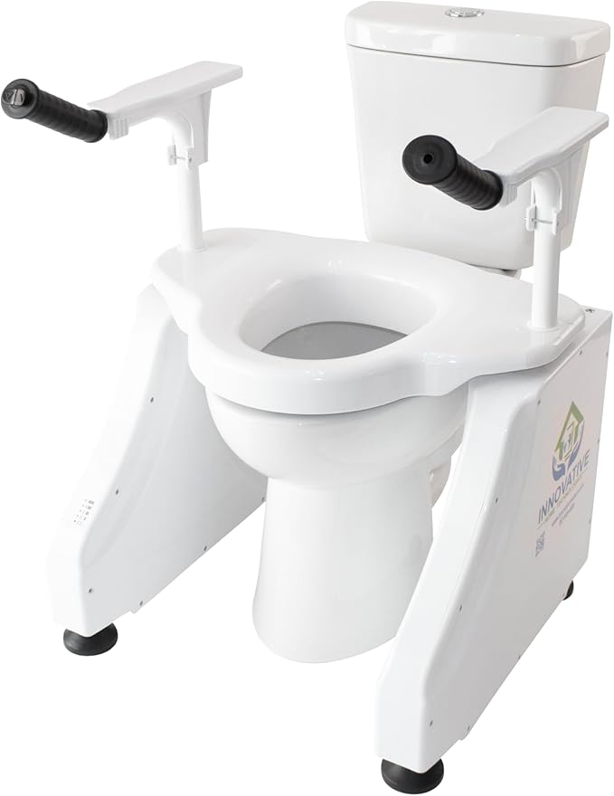EaseLift Powered Toilet Lift with Handles Electric Height Adjustable Elevated Seat Riser Elderly, Seniors, Injured 440lbs Rechargeable Battery Incl Safe Certified Easy Assembly | HSA&FSA