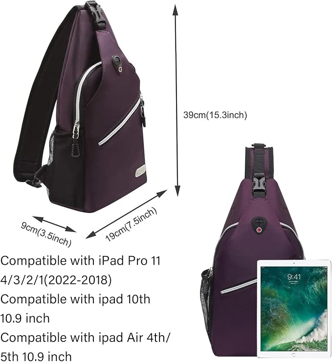 MOSISO Small Sling Bag for Men, Crossbody Shoulder Chest Daypack Bag | Sling Backpack for Casual Travel Hiking