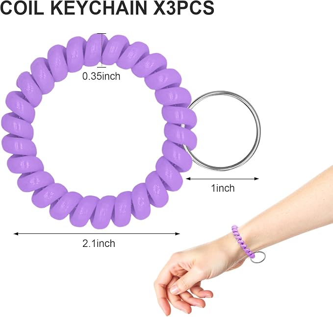 Spiral Coil Keychain, Anti-lost Key Chain Holder Lanyard Cord for Sauna Outdoor Sports and Gym Pool