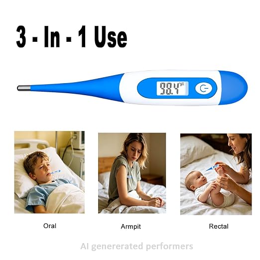 Digital Thermometer，BESTWYA Thermometer for Adult (A, Pack of 4) | Flexible Tip Accurate LCD Reading Oral, Rectal or Under Arm Use