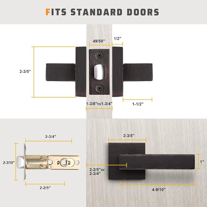 KNOBWELL Oil Rubbed Bronze Heavy Duty Interior Door Handle, Classic Passage Door Lever for Hall and Closet, Left or Right Handing Levers with Flat Style 2.07 lb One Lever