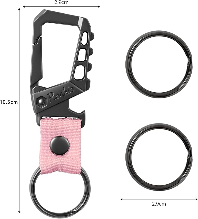 Metal heavy duty key chain carabiner clip bottle opener wrist lanyard ring car key fob unisex for men and women