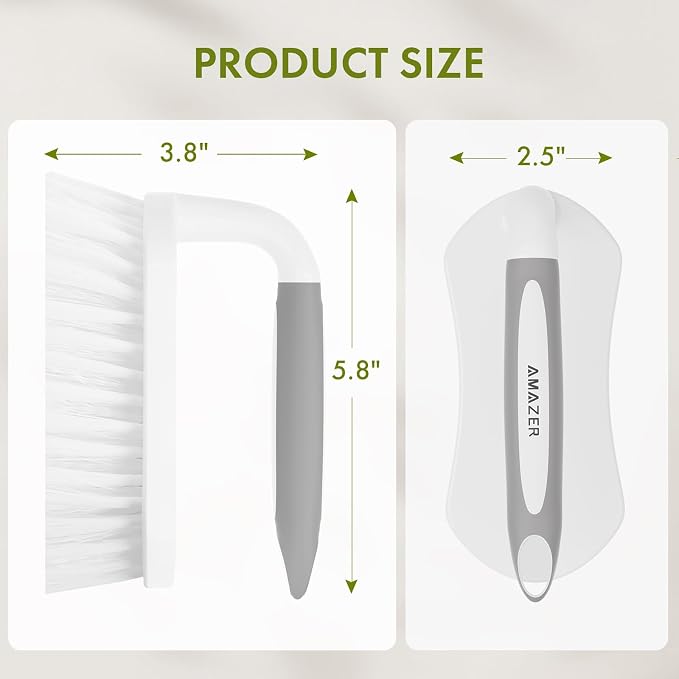 Scrub Brush for Cleaning Comfort Grip Shower Scrubber Flexible Stiff Bristles with Handle Heavy Duty Cleaner Brush for Tub Sink Carpet Floor - Pack of 2 (Grey+Grey)