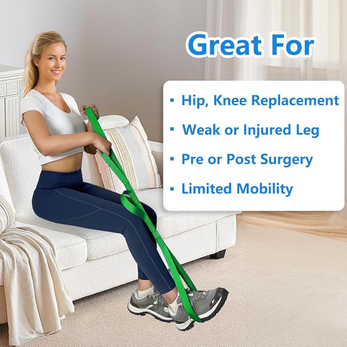 42 Inch Leg Lifter - Leg Lifter Strap Rigid with Multi Loops - Leg Lifter After Hip Replacement, Leg Lifter for After Knee Surgery, Leg Lifters Getting Legs in and Out of Bed, Car, Couch, Wheelchair
