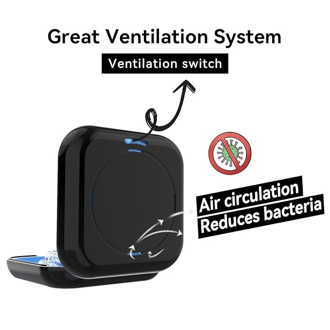 HEMILAB® Retainer Case, Slim Aligner Case with Vent Holes, Compatible with Invisalign, Mouth Guard Case with Mirror, Cute Orthodontic Retainer Case with Retainer Removal Tool and Brush, Black