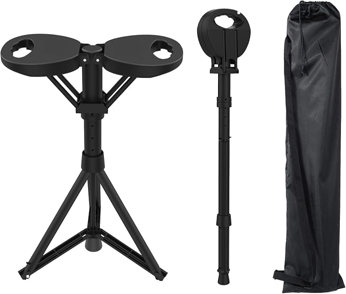 Folding Walking Stick with Seat, 3-in-1 Triple-Leg Cane Stool, 330lbs Capacity, Lightweight 3.5lbs Aluminum Alloy for Hiking, Travel & Elderly Support Includes Storage Bag