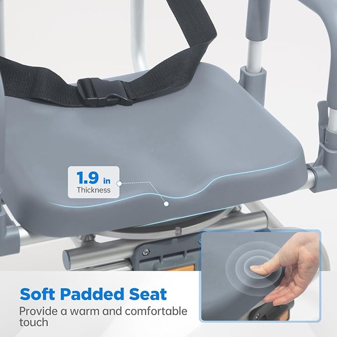FSA/HSA Eligible Sliding Shower Chair with Swivel Seat, Rotating Tub Transfer Bench Shower Bench with Padded Seat and Backrest for Elderly and Disabled, Gray