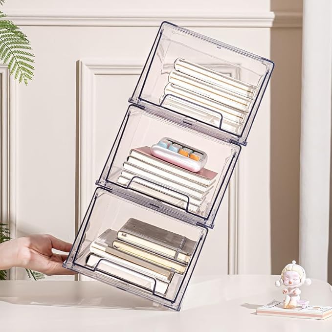 clear Drawer-Type Plastic Storage Box Bins Organizer，Family First Aid Kits Medicine cabinet Box Organizer,Closet ，Shelf，Ointments, Adhesive Bandages，Cosmetics,Office Items (clear, 2L Extra Large)