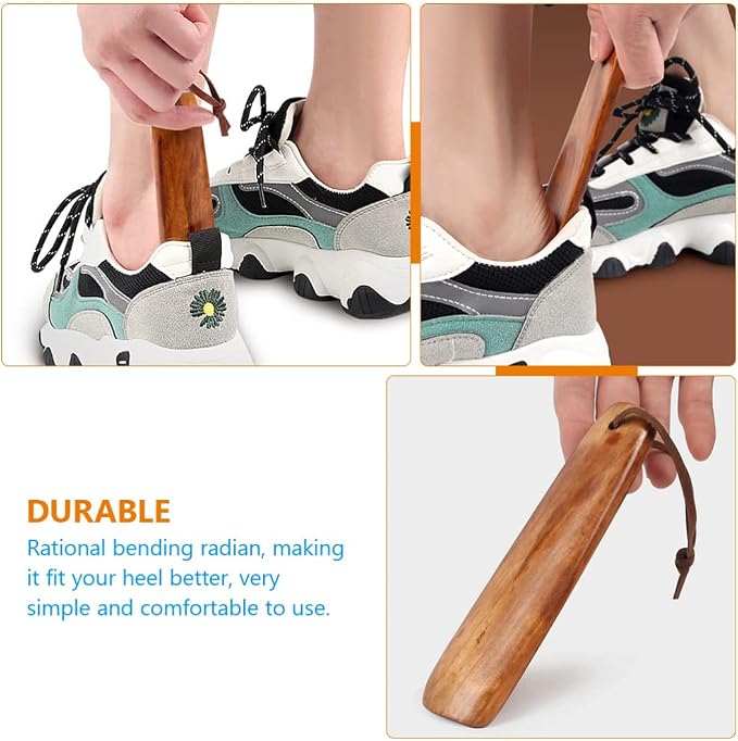 Wooden Shoe Horn for Seniors - Long Handle Shoehorn for Easy Wearing Portable and Convenient Accessory for Elderly and Adults 7.55 X 1.45 X 0.15 Inches