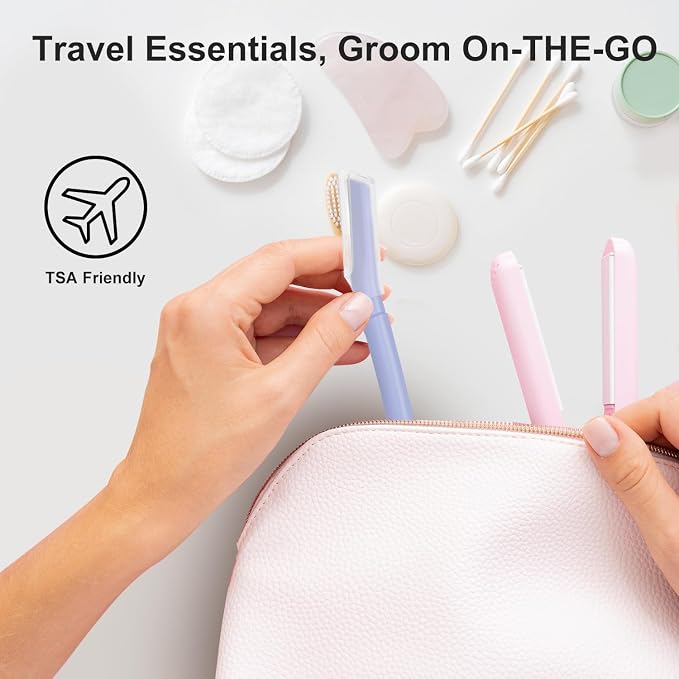 Dermaplane Razor for Women, Facial Razor, Peach Fuzz Remover, 10ct Lilac | Disposable Dermaplaning Tool for Facial Hair Removal & Exfoliation, Microblade Design, Easy Replacement for Home & Travel