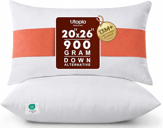 Utopia Bedding 20x26 Pillow Inserts, White Throw Pillows for Couch, 2 Pack | Indoor cushion inserts for bed, sofa & couch, Supportive & fluffy decorative pillows for everyday comfort, Set of 2, White