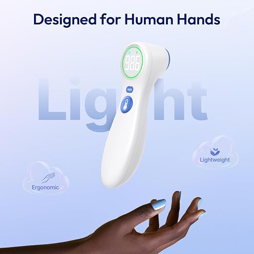 Viproud No-Touch Thermometer for Kids and Adults, 1-Second Reading | Forehead & Object Mode, Fever Indicator, Large Clear LED, Silent Mode, Home Medical, Nurse Accessories, Lifetime Support