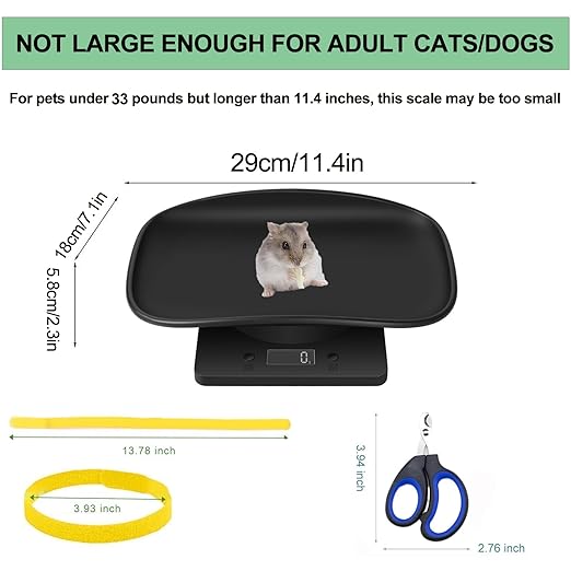 Puppy Scales for Weighing, Multi-Function LCD Digital Puppy Scale for whelping with 15 Puppy Collars,Tape Measure＆Nail Clipper, Baby Scales for Small Dogs Cats Crawl Pet, Capacity up to 33 lb