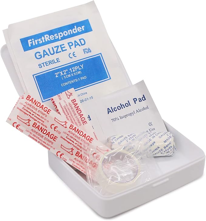 DMI First Aid Kit, Mini 20 Piece Kit, Small and Compact All Purpose Use for Minor Cuts and Scrapes, Durable Water Resistant Case, Convenient and Portable, White, 1 Count