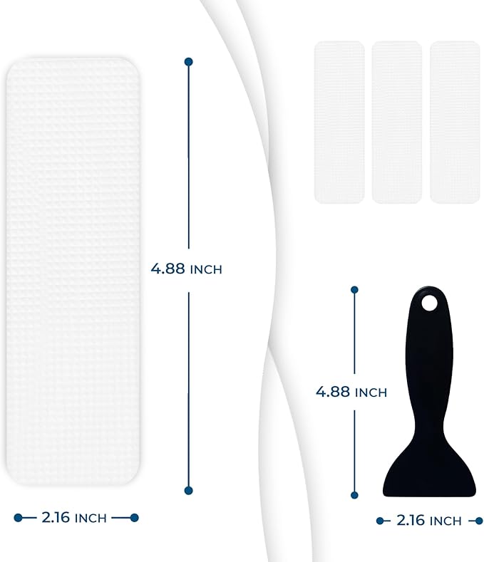 Anti Slip Shower Stickers 24 PCS, White Non-Slip Shower Strips for Adults, Premium Adhesive Bath Tub Stickers