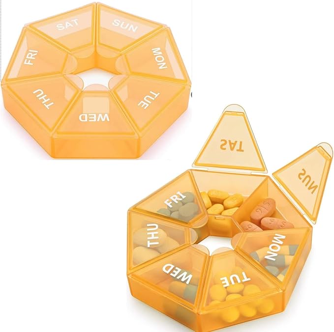 Weekly Pill Organizer, 2 Pack Box, BPA Free Medicine Case, Medicine Pills Box for Supplements, Medication, Vitamins and Fish Oils, Daily Travel Pill Box 7 Day. ﻿